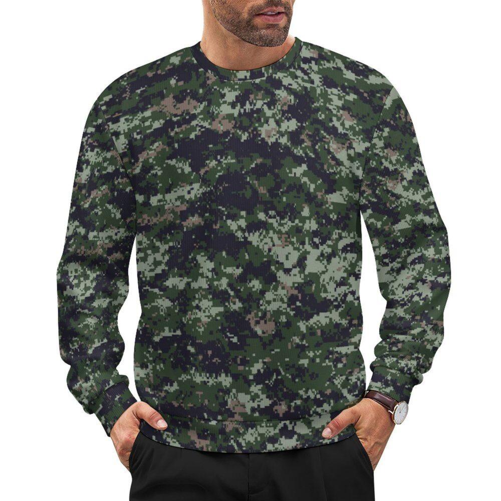 Canadian CADPAT Intermediate v2 camouflage crewneck sweatshirt worn by a model