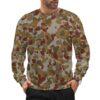 Australian Red AUSCAM OPFOR Musoria v2 camouflage crewneck sweatshirt worn by a model