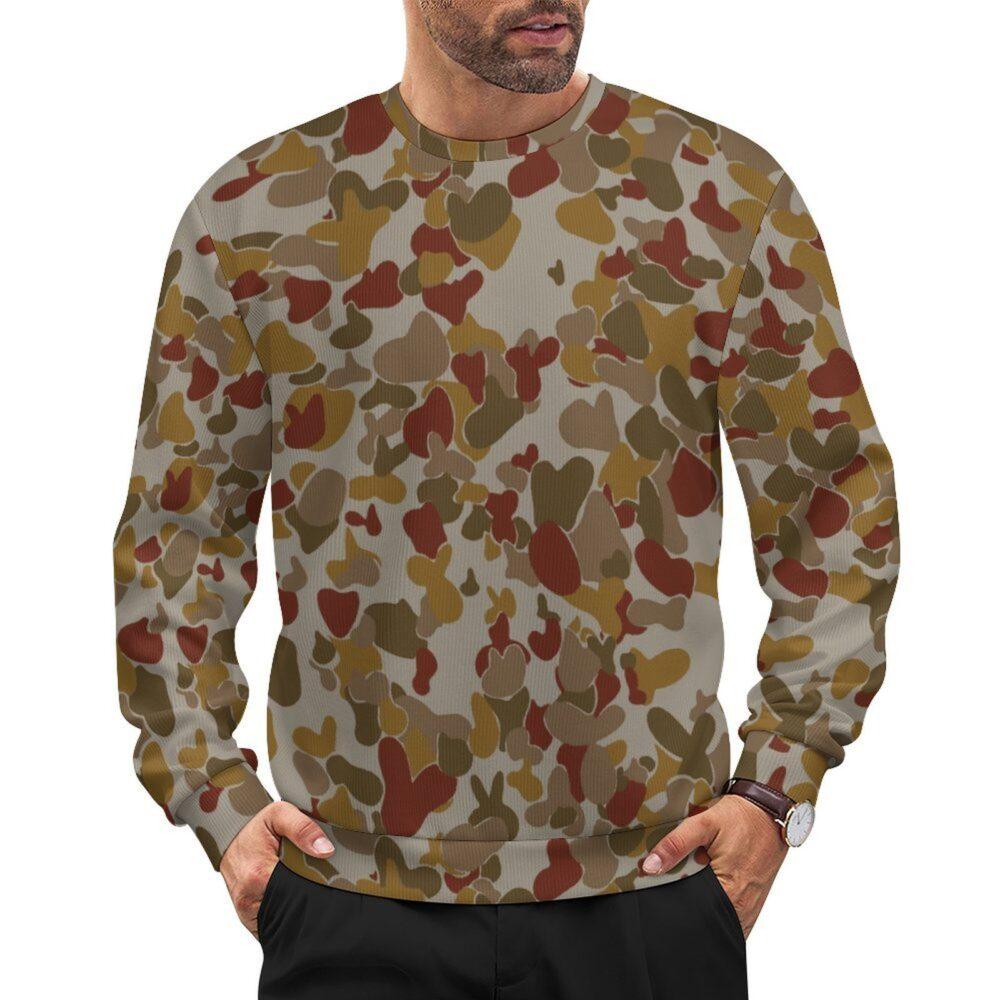Australian Red AUSCAM OPFOR Musoria v2 camouflage crewneck sweatshirt worn by a model