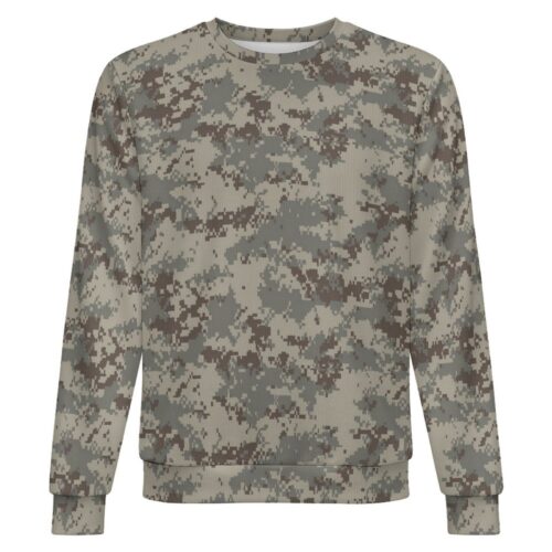 Canadian Desert v2 camouflage crewneck sweatshirt, front view