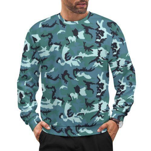 Azerbaijan Border Guards 02 camouflage crewneck sweatshirt worn by a model