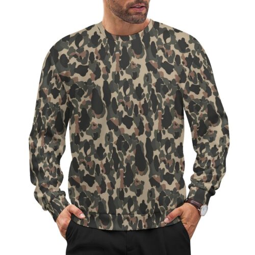 Argentine Marines Mimetizado Comandos Anfibios camouflage crewneck sweatshirt worn by a model