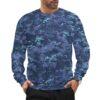 Ivory Coast Blue MTP camouflage crewneck sweatshirt worn by a model