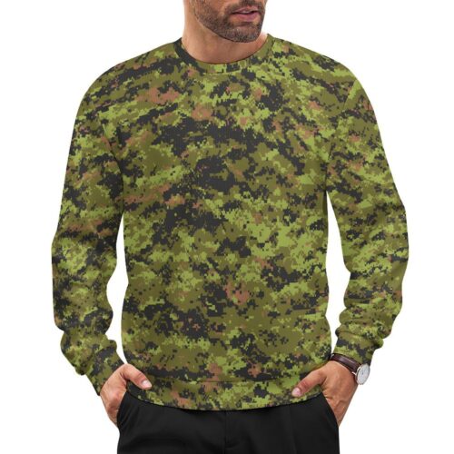 Canadian CADPAT v2 camouflage crewneck sweatshirt worn by a model