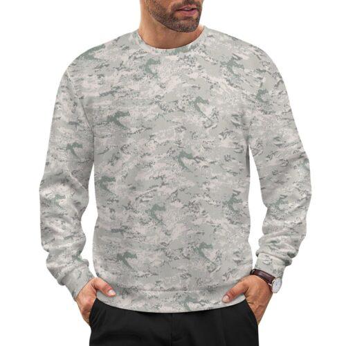 Croatian Arctic camouflage crewneck sweatshirt worn by a model