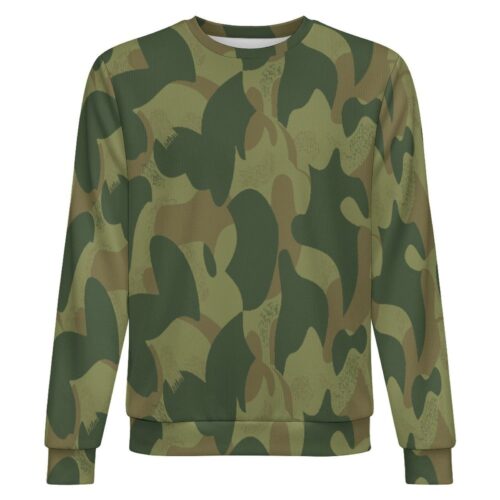 Belgian Moon and Balls v1 camouflage crewneck sweatshirt, front view