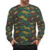 Belgian Jigsaw 2nd Pattern camouflage crewneck sweatshirt worn by a model