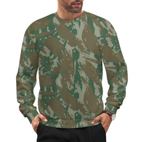 Brazilian Navy Lizard camouflage crewneck sweatshirt worn by a model