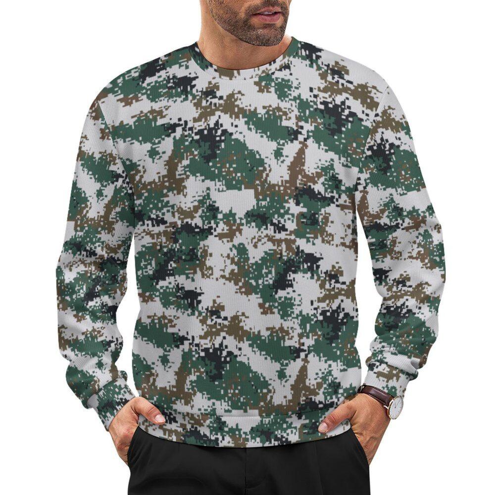 China M07 Universal camouflage crewneck sweatshirt worn by a model