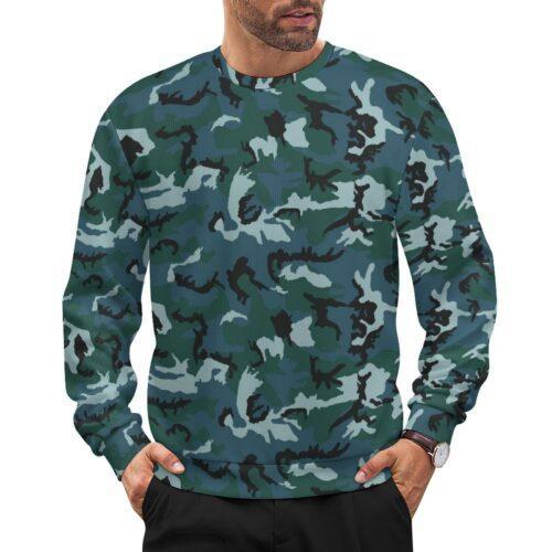 Azerbaijan Border Guards 01 camouflage crewneck sweatshirt worn by a model