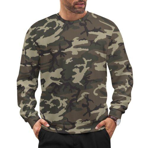Afghan NDS ERDL camouflage crewneck sweatshirt worn by a model