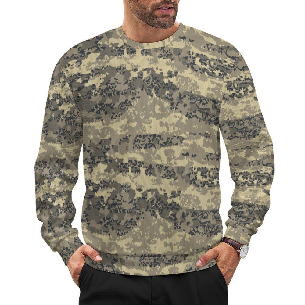 Austrian Tarnanzug v1 camouflage crewneck sweatshirt worn by a model