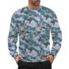 China M07 Ocean camouflage crewneck sweatshirt worn by a model