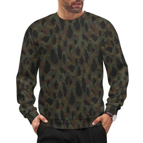 Argentine Marines Mimetizado Comandos Anfibios 2 camouflage crewneck sweatshirt worn by a model