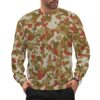 Australian Red AUSCAM OPFOR Musoria camouflage crewneck sweatshirt worn by a model