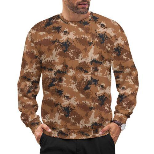 China M07 Arid camouflage crewneck sweatshirt worn by a model