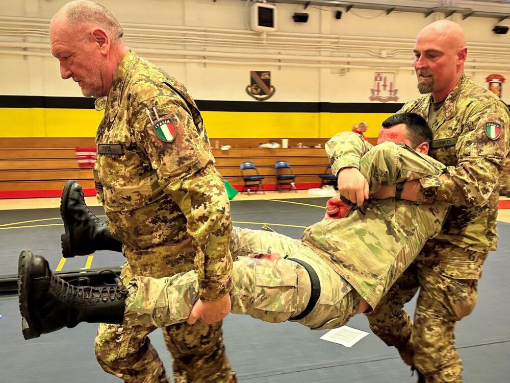 Vegetato: Italian Military Red Cross personnel during combat medical training, Caserma Ederle, Vicenza, Italy, 9 January
