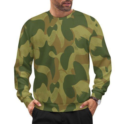 Belgian Moon and Balls v3 camouflage crewneck sweatshirt worn by a model