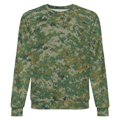 Cambodian Digital v1 camouflage crewneck sweatshirt, front view