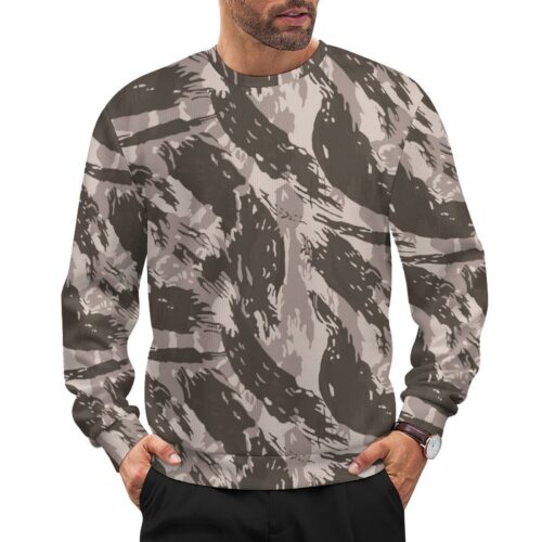 Bahia and Sao Paulo State Police Shock Battalions Urban Lizard camouflage crewneck sweatshirt worn by a model