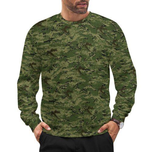 Croatian 2005 Woodland camouflage crewneck sweatshirt worn by a model