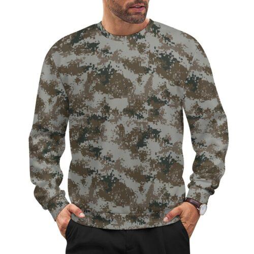 China M07 Urban camouflage crewneck sweatshirt worn by a model