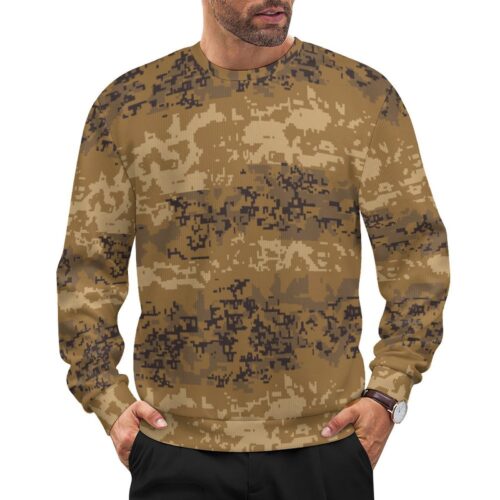 Austrian Jagdkommando Pixeltarnung Desert camouflage crewneck sweatshirt worn by a model