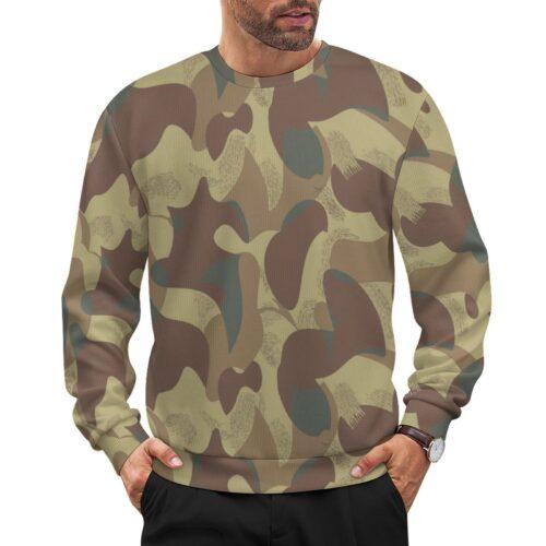 Belgian Moon and Balls v2 camouflage crewneck sweatshirt worn by a model