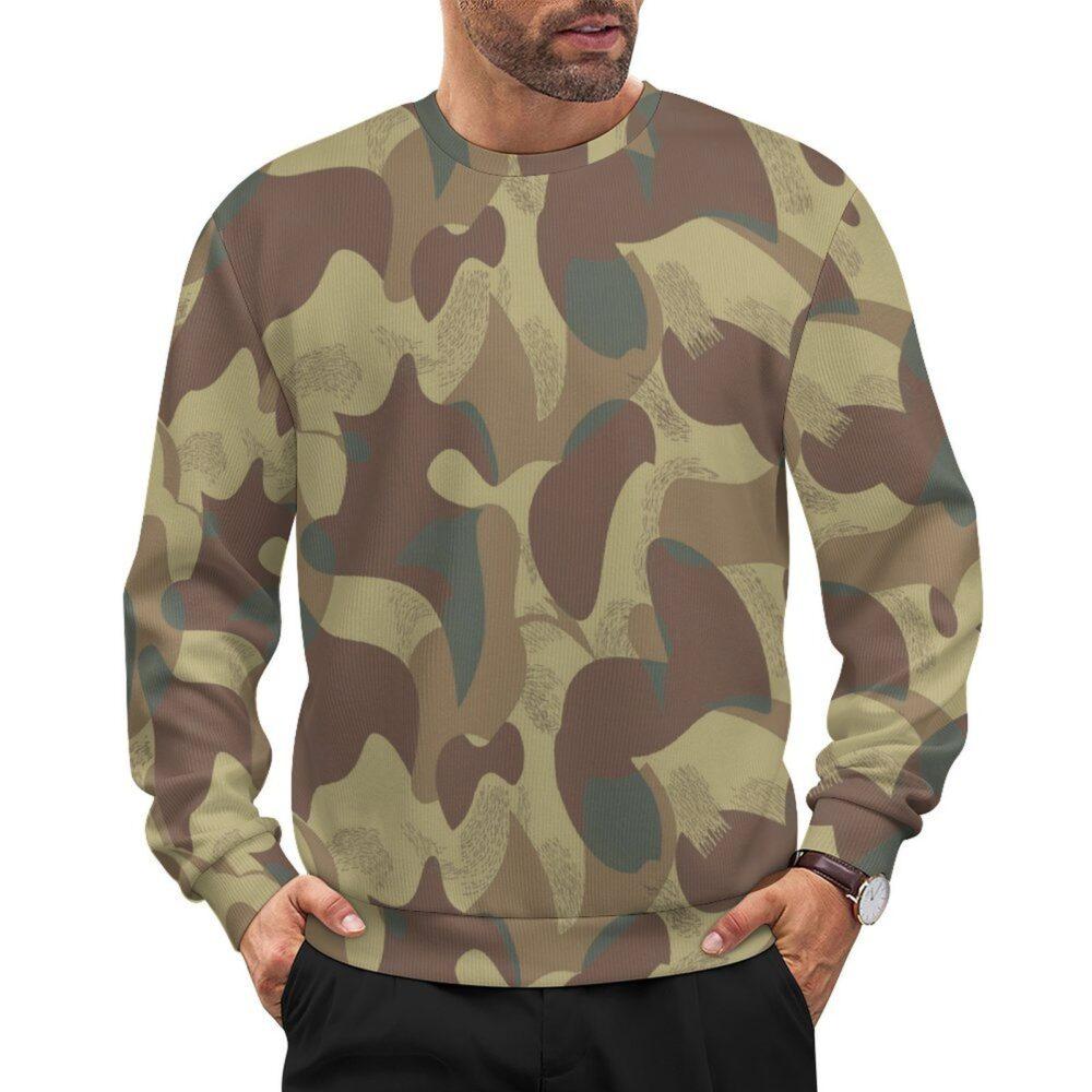 Belgian Moon and Balls v2 camouflage crewneck sweatshirt worn by a model