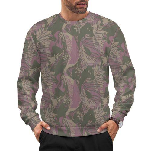 Cuban Brush camouflage crewneck sweatshirt worn by a model