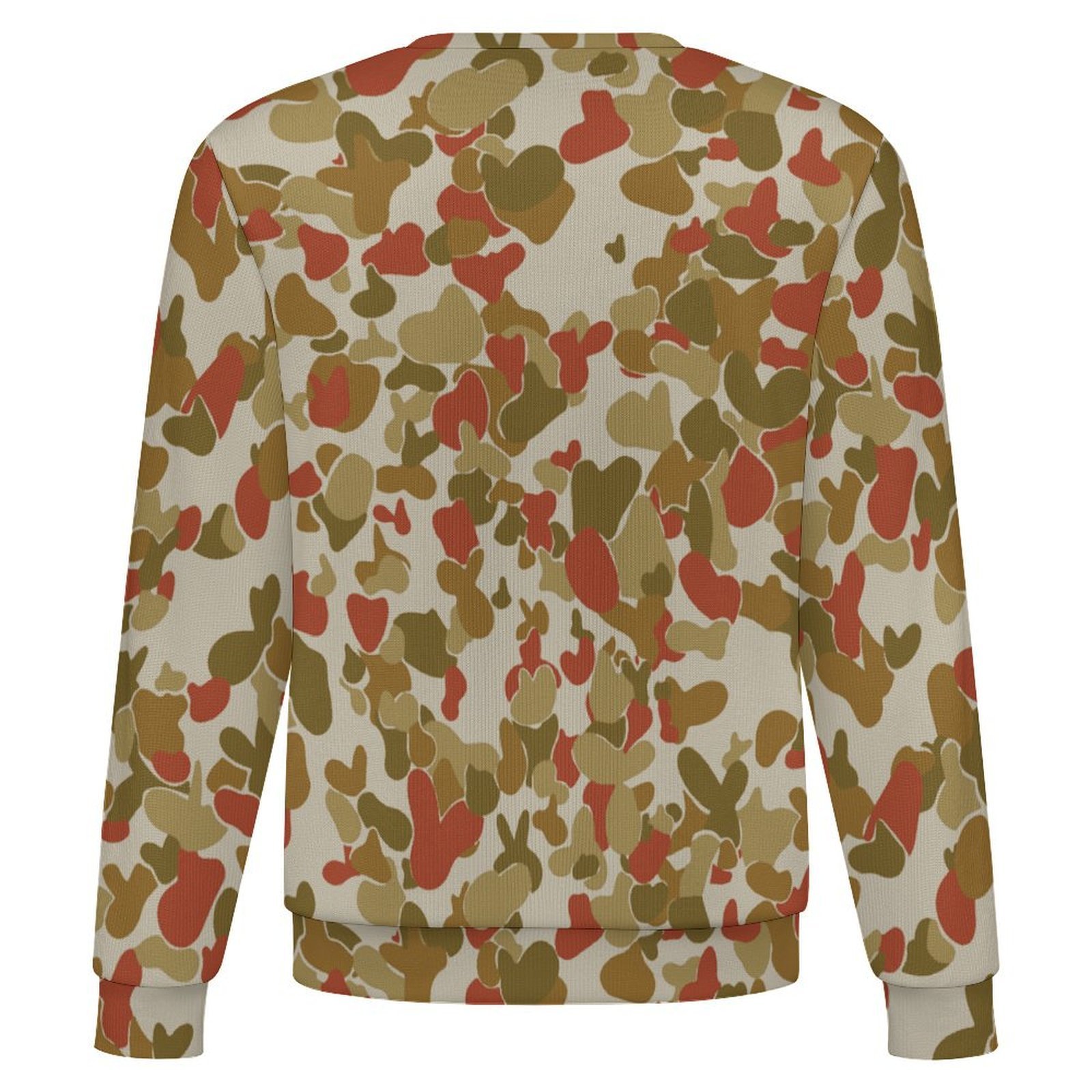 Australian Red AUSCAM OPFOR Musoria camouflage crewneck sweatshirt, back view