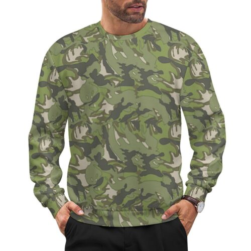 China Reverse DPM Early camouflage crewneck sweatshirt worn by a model