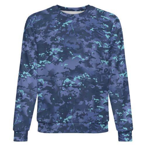 Ivory Coast Blue MTP camouflage crewneck sweatshirt, front view