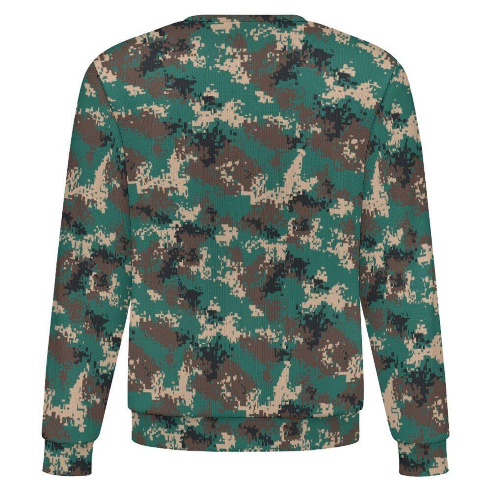 China M07 Woodland camouflage crewneck sweatshirt, back view