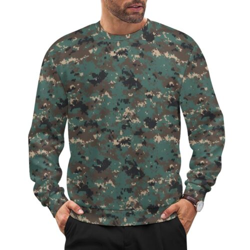 Cambodian Digital v2 camouflage crewneck sweatshirt worn by a model